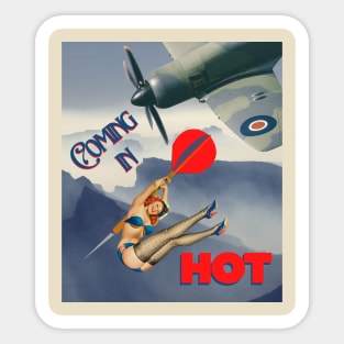 coming in hot vintage pinup darts design Sticker